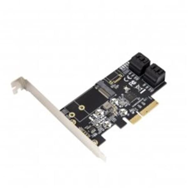 Syba Multimedia SYBA Multimedia SI-PEX40138 4 Port Non-Raid SATA III 6Gbps & M.2 B Key 2242 PCI-e x4 Controller Card SI-PEX40138 - main